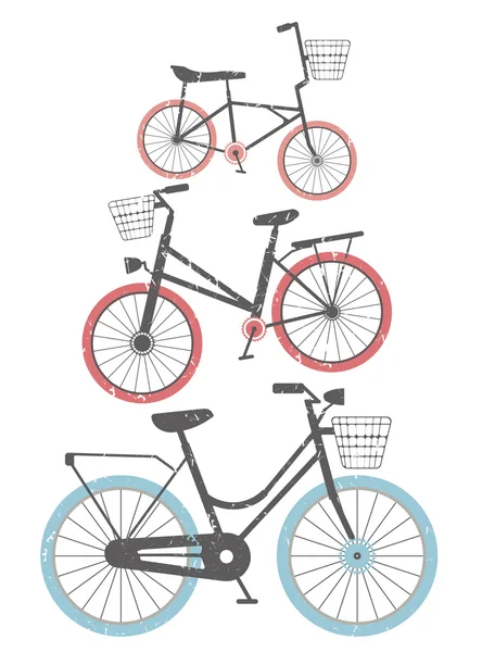 Ensemble de vélos rétro — Image vectorielle