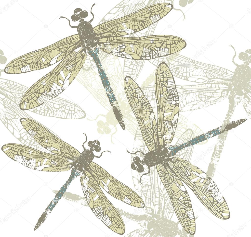 Seamless pattern with dragonfly's