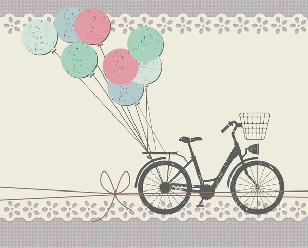 복고풍 자전거와 세련 된 인사말 카드 — 스톡 사진