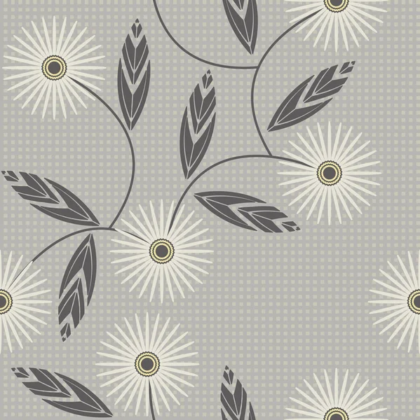 Modèle sans couture avec des fleurs de camomille sur fond à carreaux — Image vectorielle