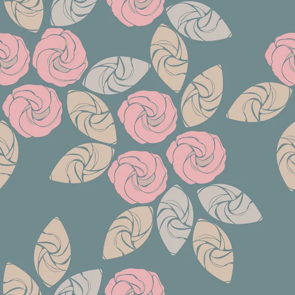 Бесшовный узор с красивыми розами и листьями — стоковый вектор