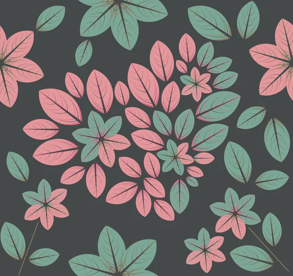 Nahtloses Muster mit Herz und Blumen mit grauem Hintergrund — Stockvektor