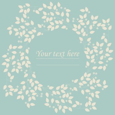 Cute circle frame with flowers and leaves for your designs