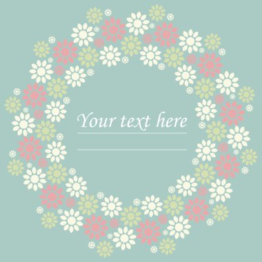 Decorative circle frame with cute flowers