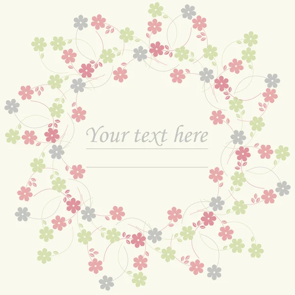 Circle frame with cute spring flowers — Stockvector