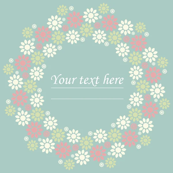 Decorative circle frame with cute flowers — Stockvector