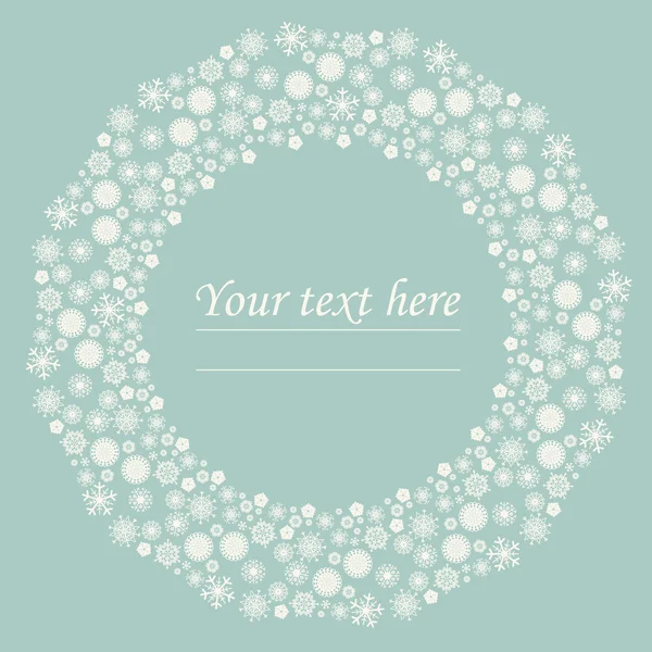 Christmas circle frame with snowflakes and place for text — Stockvector