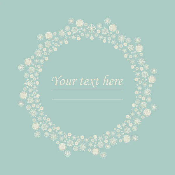 Cute circle frame with snowflakes and place for text — Stock Vector