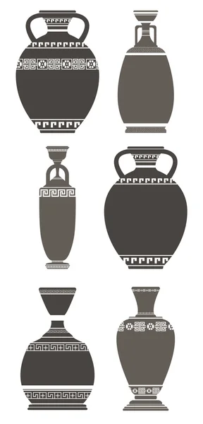 Set of elegant antique vases on white background — Stock Vector