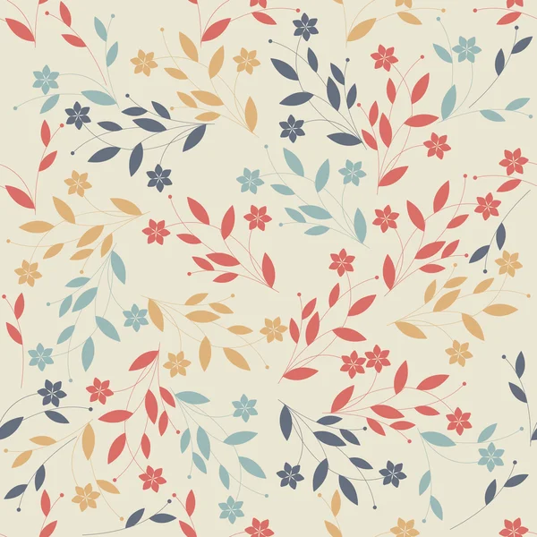 Seamless pattern with detailed retro flowers — Stock Vector