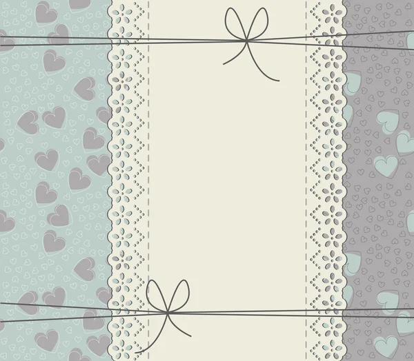 Elegant cover with lace frame, elegant hearts and bows — Stock vektor