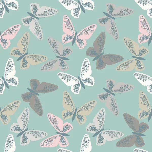 Elegantes nahtloses Muster mit niedlichen Schmetterlingen — Stockvektor