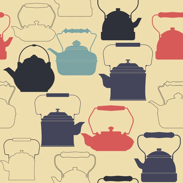 Endless pattern with retro teapots — 图库矢量图片