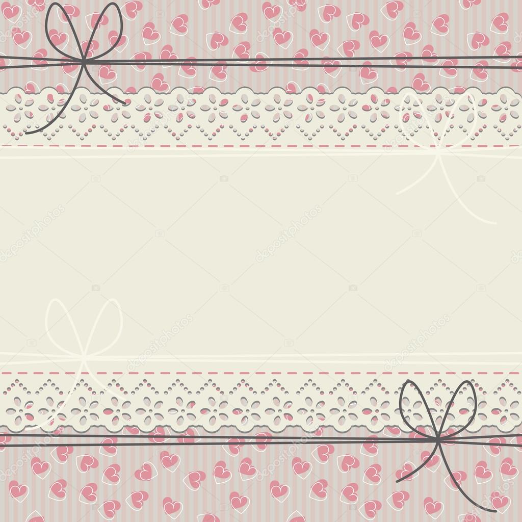Romantic lace frame with cute hearts and bows