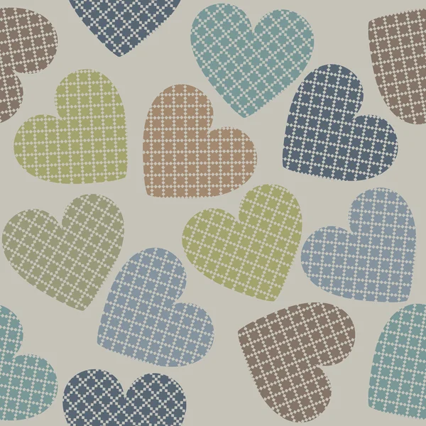 Seamless pattern with retro hearts — Stock Vector