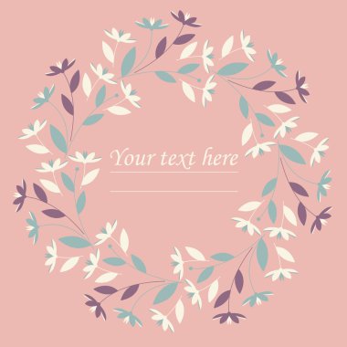Trendy round frame with tender flowers