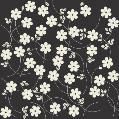 Trendy seamless pattern with cute ivory flowers