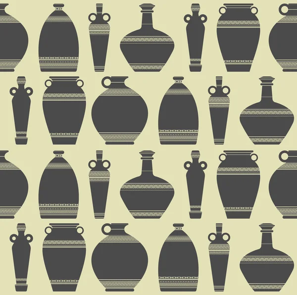 Seamless mönster med vaser silhuetter — Stock vektor