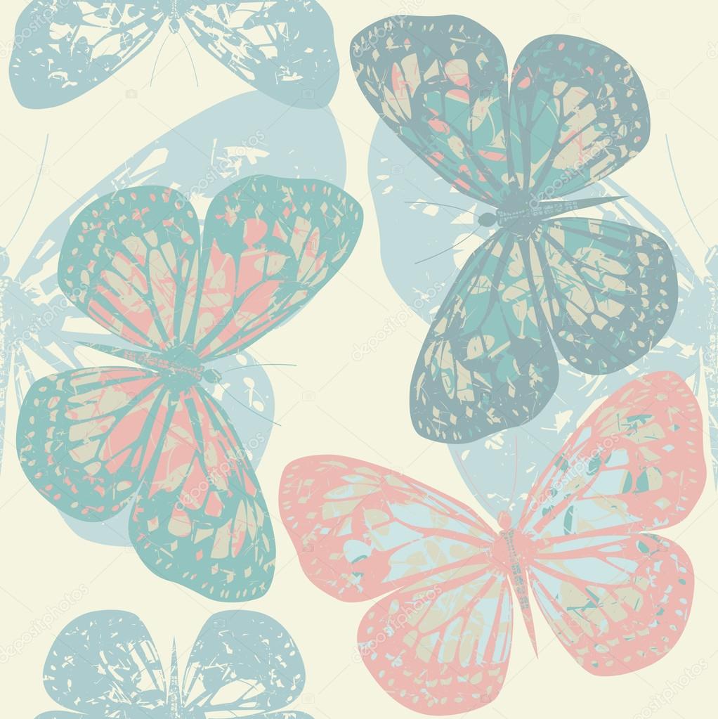 Seamless pattern with cute butterfly