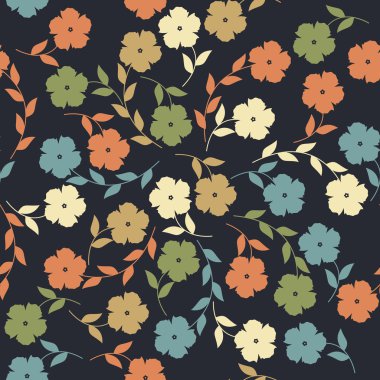 Endless pattern with flowers and leaves