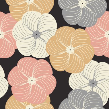 Siyah arka plan üzerine ihale çiçekler ile Seamless Modeli