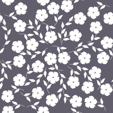 Beyaz çiçek ve yaprakları ile Seamless Modeli