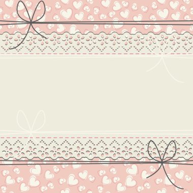 Cute lace frame with decorative hearts