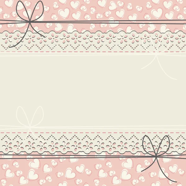 Cute lace frame with decorative hearts — 图库矢量图片