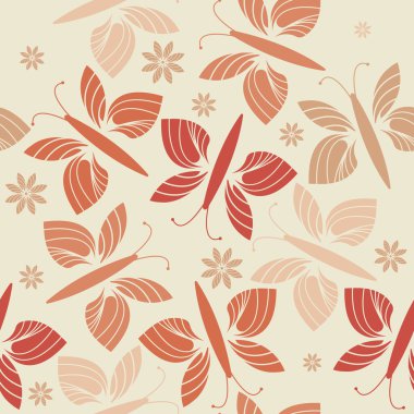 Trendy çiçekler ve kelebekler ile dekoratif seamless modeli