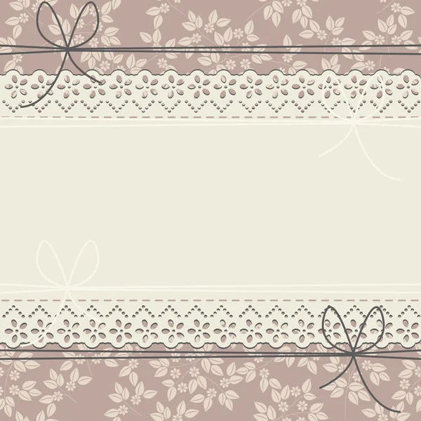 Cadre horizontal en dentelle avec fleurs et noeuds — Image vectorielle