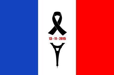 Fransa bayrağı siyah şerit ve kara kule ile