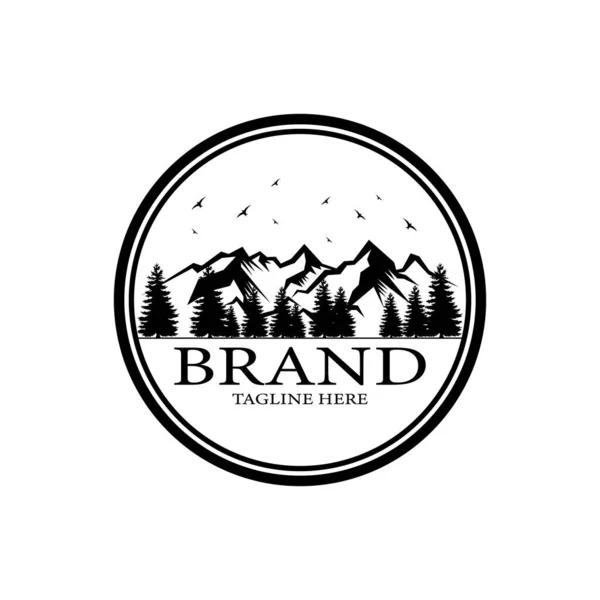 Nature Faune Logo Design Illustration Vectorielle Aventure Montagne Montagne Sapin — Image vectorielle