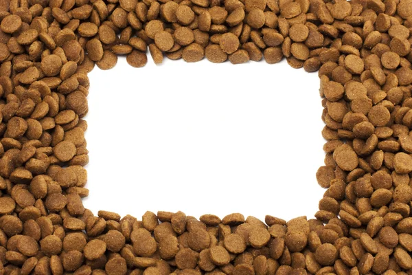 Square or rectangular frame of pet (dog or cat) food for background — Stock Photo, Image