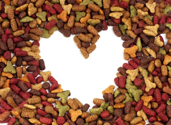 Frame heart of pet food for background use — Stock Photo, Image