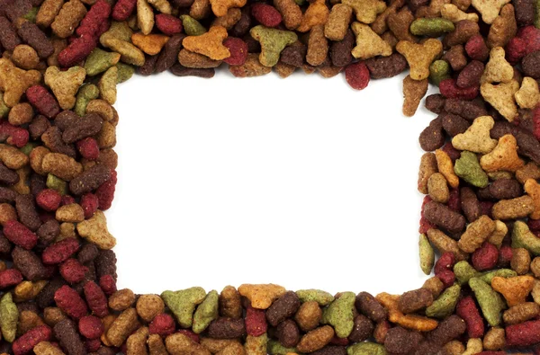 Square or rectangular frame of pet (dog or cat) food for backgro — Stock Photo, Image