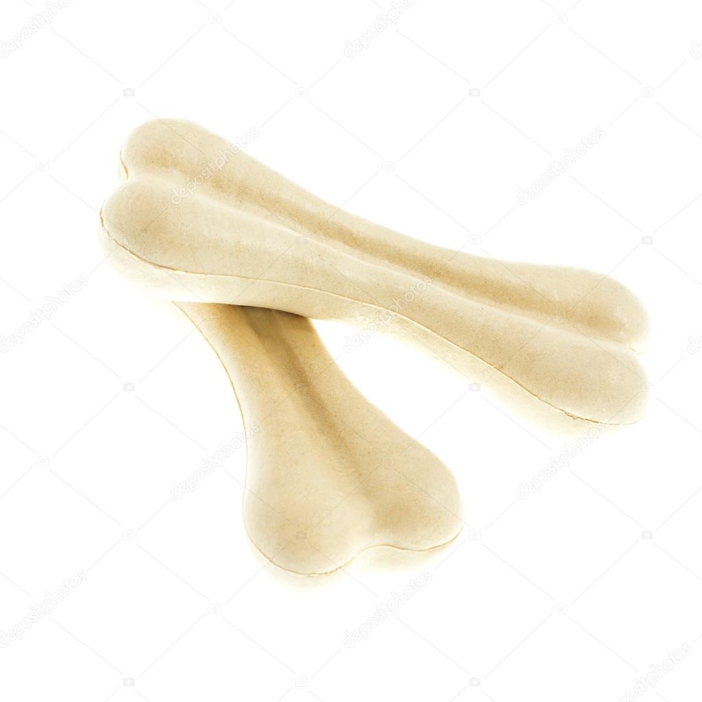 Two bones for dog (treat) isolated on white background