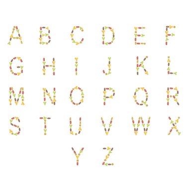 İngilizce alfabe Abc beyaz izole kuru kedi ve köpek gıda 