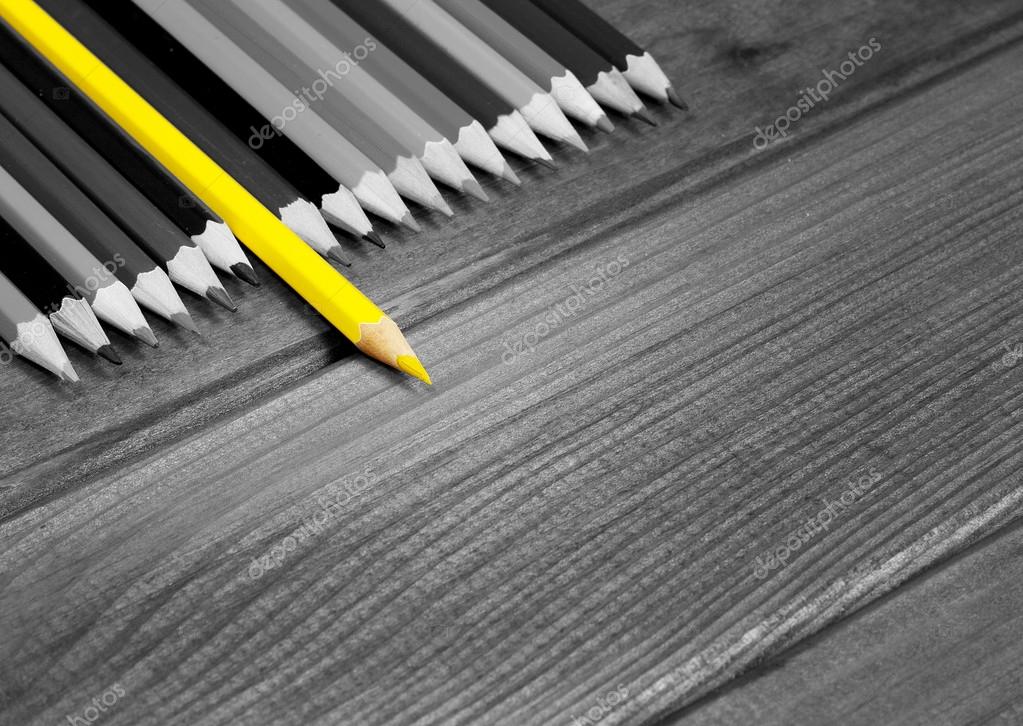 Black and white image of colored pencils with isolated yellow Stock Photo  by ©Math88 79032486