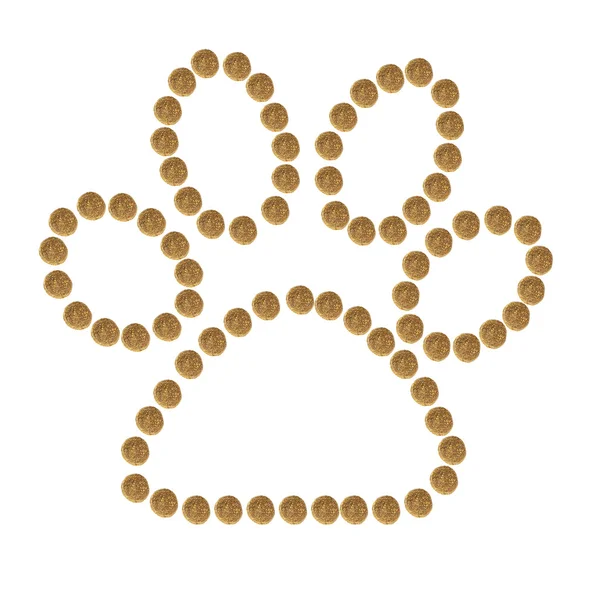 Impronta gatto o cane raccolta da granuli di cibo marrone secco per animali da compagnia — Foto Stock