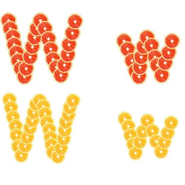 Harfler yığılmış dilim portakal ve greyfurt alfabe oluşturmak için
