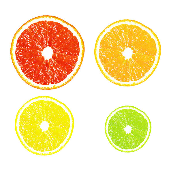 Half of citrus on a white background