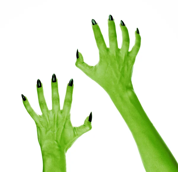 Verschrikkelijk monster hand maken een collage op het thema van halloween — Stockfoto