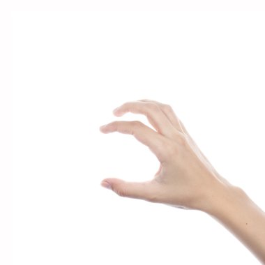 Beyaz izole bir kolaj oluşturmak için el