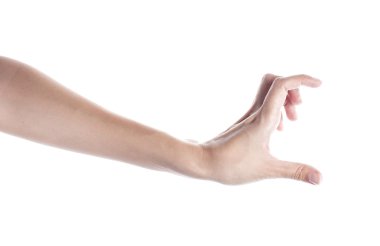 Beyaz izole bir kolaj oluşturmak için el