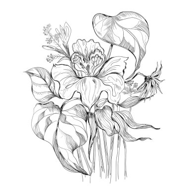 siyah ve beyaz buket