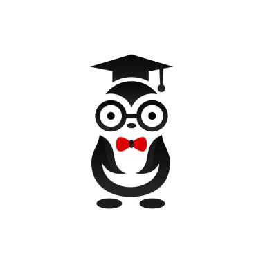 Eğitim logosu şablonu için akıllı penguen logosu