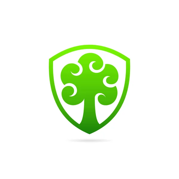 Логотип Облачного Дерева Концепцией Щита Логотип Дерева — стоковый вектор
