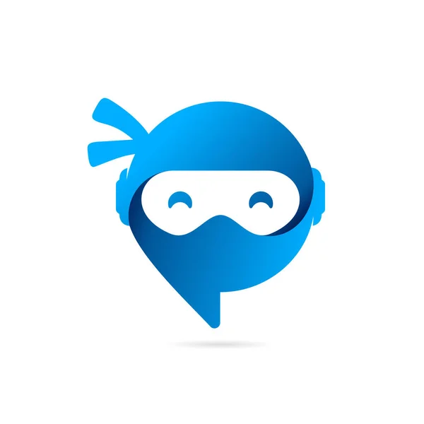 Bubble Chat Logo Mit Ninja Konzept — Stockvektor