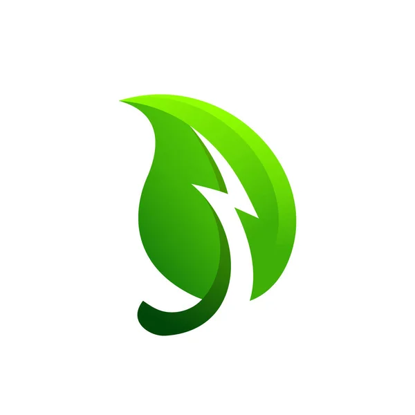 Logo Feuille Avec Concept Tonnerre — Image vectorielle