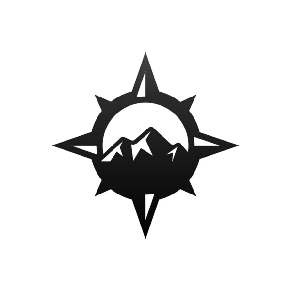 Έννοια Λογότυπο Πυξίδα Βουνό — Διανυσματικό Αρχείο